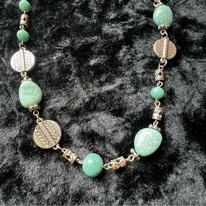 Silver Tone Faux Turquoise Beaded Boho Necklace